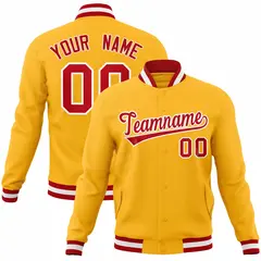 Gold Red-White Classic Varsity Full-Snap Letterman Jacket 1