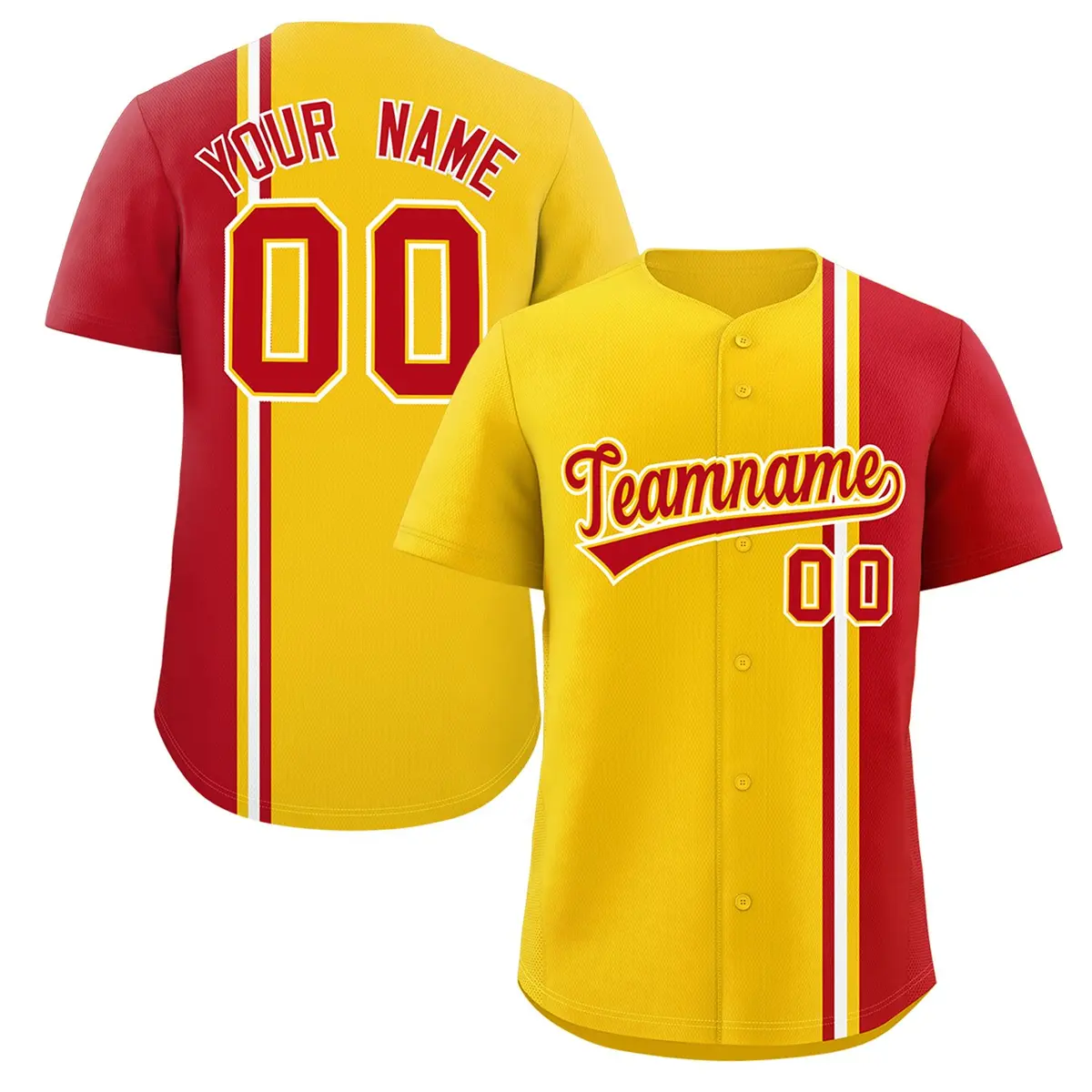 Gold Red-White Color Block Authentic Baseball Jersey