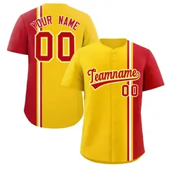 Gold Red-White Color Block Authentic Baseball Jersey