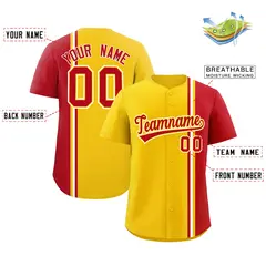 Gold Red-White Color Block Authentic Baseball Jersey 2