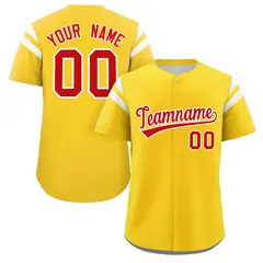 Gold Red-White Full Button Classic Baseball Jersey 1