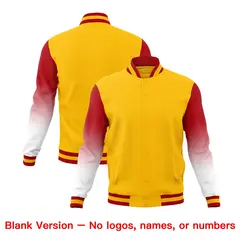 Gold Red White Gradient Varsity Raglan Letterman Jacket 7