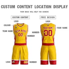 Gold Red-White Graffiti Lightning Basketball Jersey 3