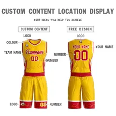 Gold Red-White Graffiti Lightning Basketball Jersey 3