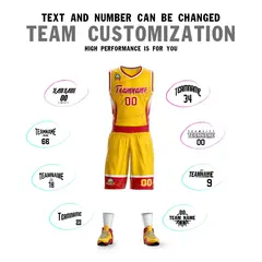 Gold Red-White Graffiti Lightning Basketball Jersey 4