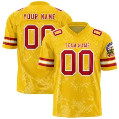 Gold Red-White Graffiti Line Authentic Football Jersey 1