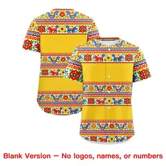 Gold Red White Graffiti Mexican Style Baseball Jersey 2