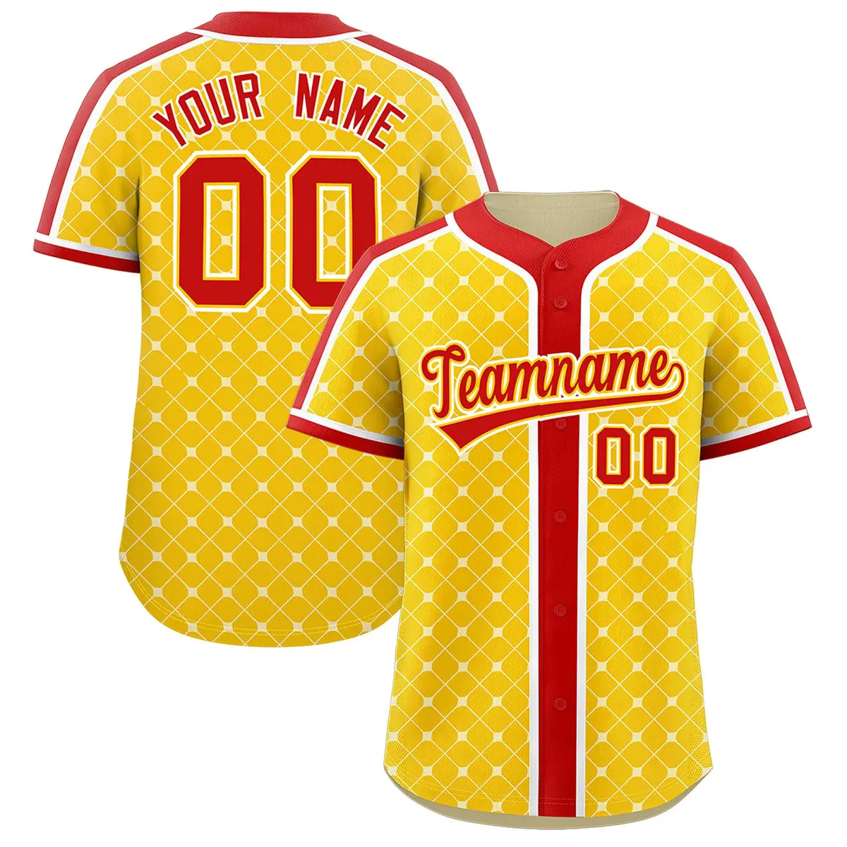 Gold Red-White Plaid Authentic Baseball Jersey