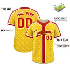 Gold Red-White Plaid Authentic Baseball Jersey 2