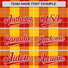 Gold Red-White Plaid Varsity Letterman Baseball Jacket 3