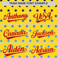 Gold Red White Raglan Star Print Baseball Jersey 3