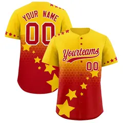 Gold Red White Rising Stars Gradient Baseball Jersey