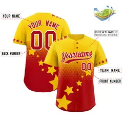 Gold Red White Rising Stars Gradient Baseball Jersey 2