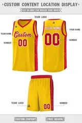Gold Red White Side Splash Basketball Jersey 2