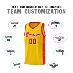 Gold Red White Side Splash Basketball Jersey 4