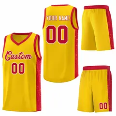 Gold Red White Side Splash Basketball Jersey 6