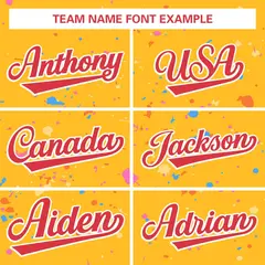 Gold Red White Splash Graffiti Striped Baseball Jersey 3