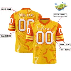 Gold Red White Star Pattern Authentic Football Jersey 2