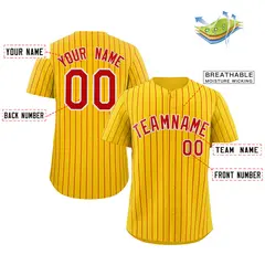 Gold Red-White Stripe Fashion Baseball Jersey 2
