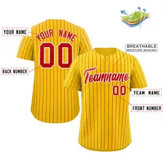 Gold Red-White Stripe Fashion Baseball Jersey 2