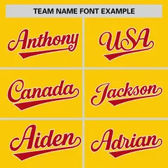 Gold Red-White Stripe Raglan Two-Button Softball Jersey 3