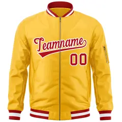 Gold Red-White Varsity Full-Zip Letterman Bomber Jacket 3