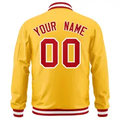 Gold Red-White Varsity Full-Zip Letterman Bomber Jacket 4