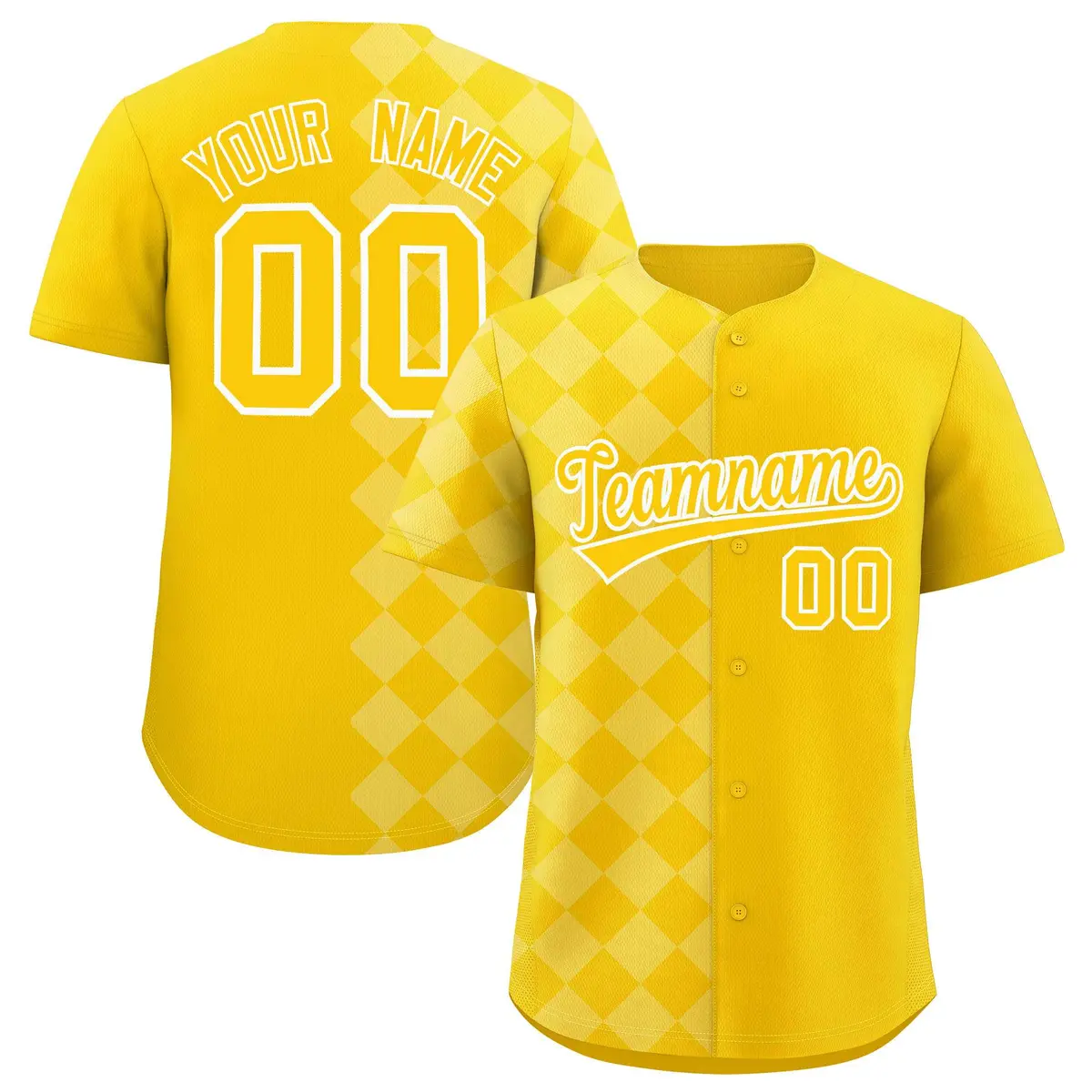 Gold Rhombus Design Authentic Baseball Jersey