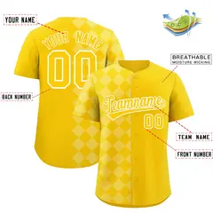 Gold Rhombus Design Authentic Baseball Jersey 2