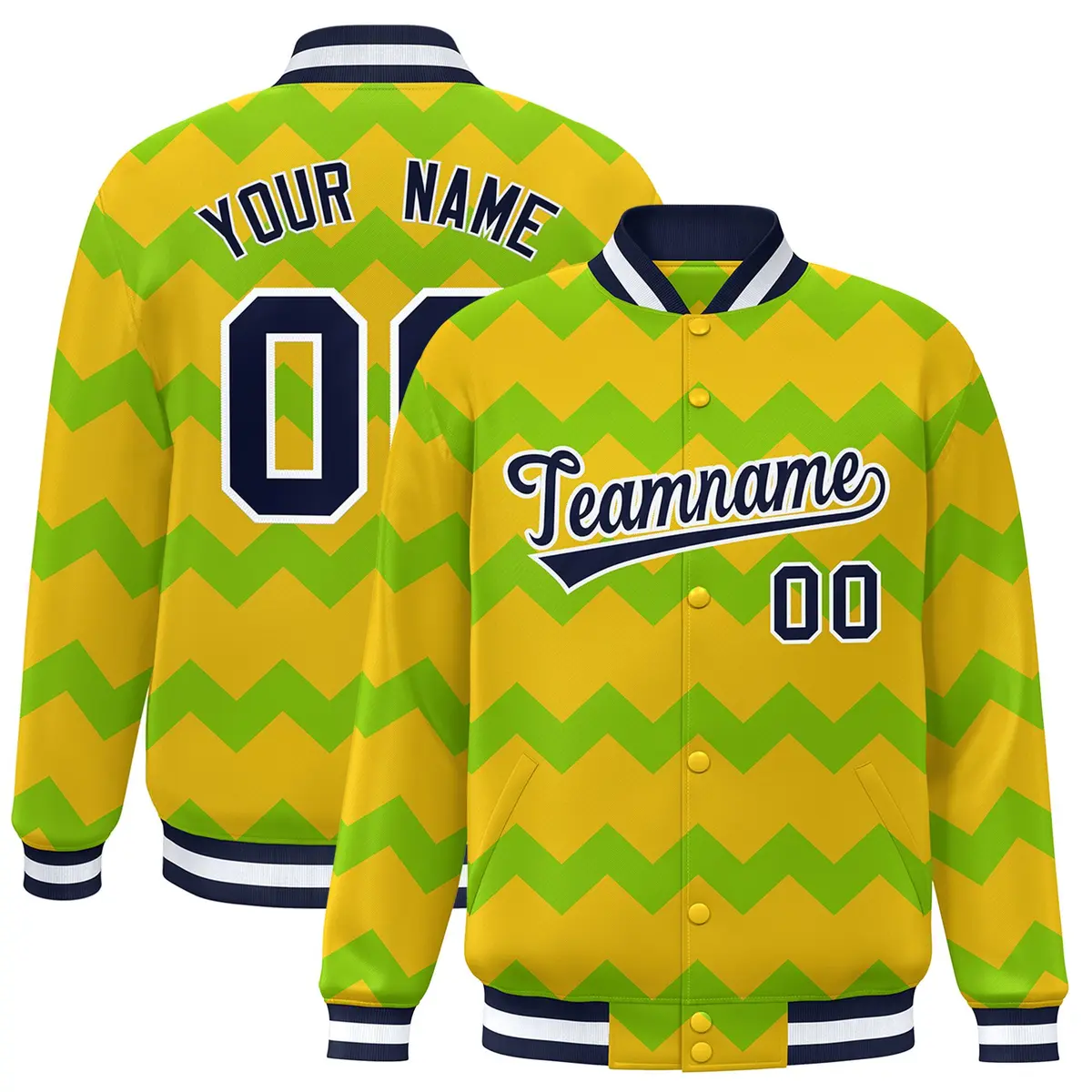 Gold Ripple Color Block Varsity Letterman Jacket