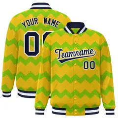 Gold Ripple Color Block Varsity Letterman Jacket