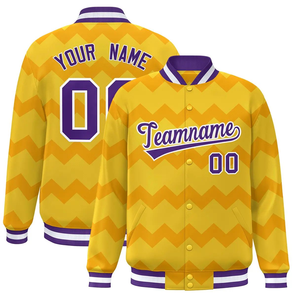 Gold Ripple Color Block Varsity Letterman Jacket