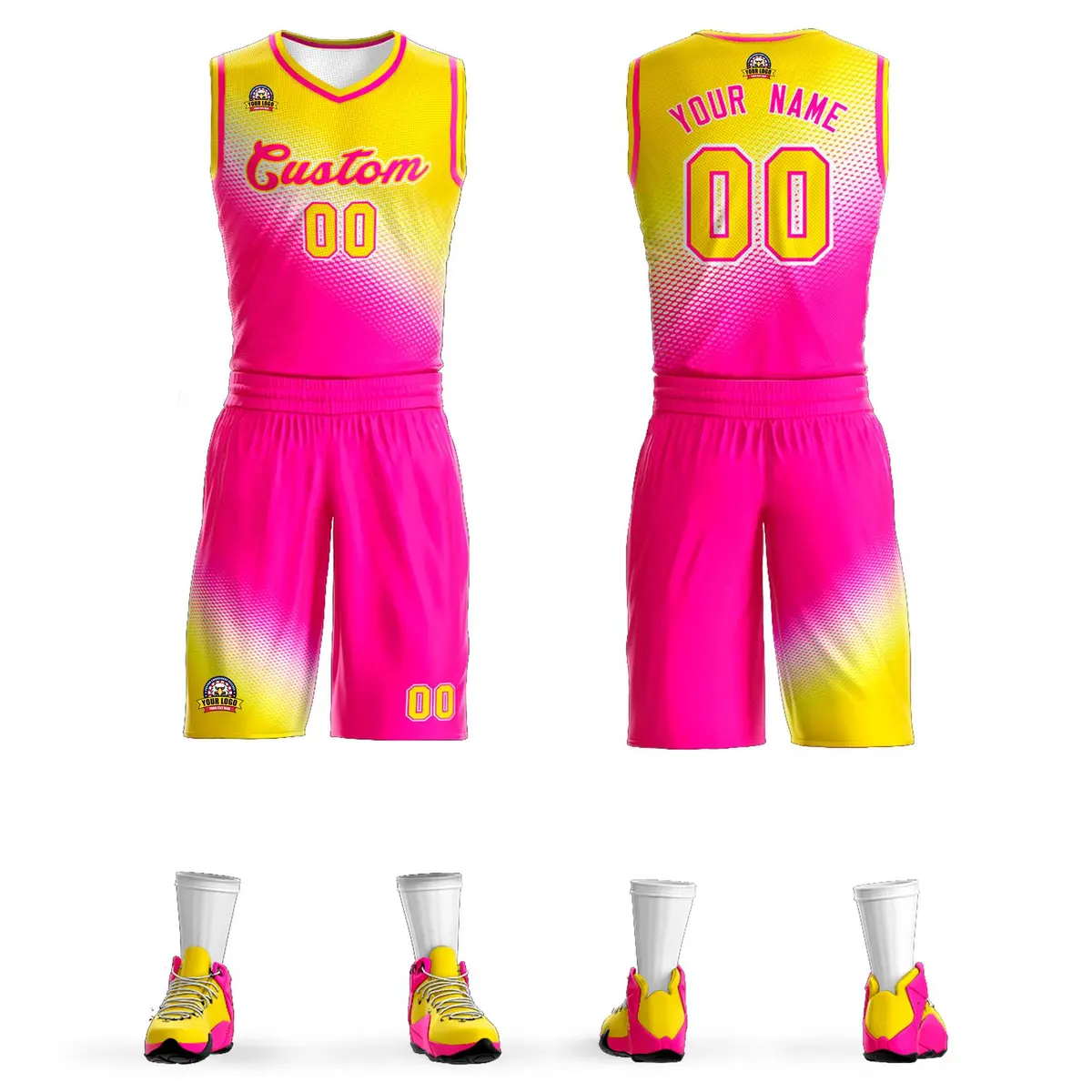 Gold Rose Red Gradient Fashion Sports Basketball Jersey