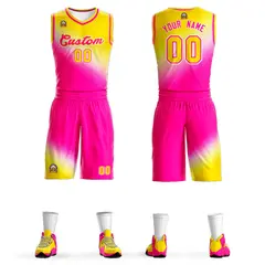 Gold Rose Red Gradient Fashion Sports Basketball Jersey