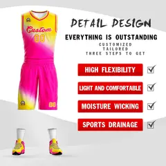 Gold Rose Red Gradient Fashion Sports Basketball Jersey 2