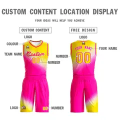 Gold Rose Red Gradient Fashion Sports Basketball Jersey 3