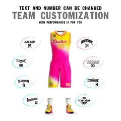 Gold Rose Red Gradient Fashion Sports Basketball Jersey 4