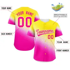 Gold Rose Red Tiny Spot Gradient Authentic Baseball Jersey 2
