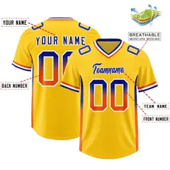 Gold Royal and Orange Sides Gradient Fashion Football Jersey 2