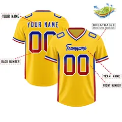 Gold Royal and Red Sides Gradient Fashion Football Jersey 2