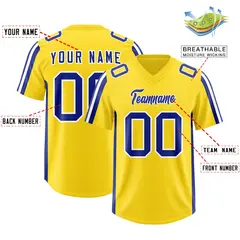 Gold Royal and White Side Stripe Football Jersey 2