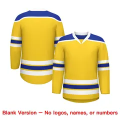 Gold Royal Blue Ice Cream Helmet Pattern Hockey Jersey 7