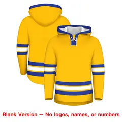 Gold Royal Blue Lace-Up Neck Classic Hockey Hoodie 7