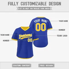 Gold Royal Blue Reversible Pullover Baseball Jersey 3
