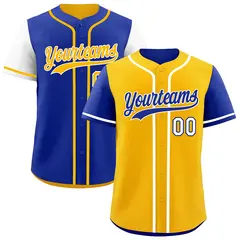 Gold Royal Blue Reversible Raglan Baseball Jersey 1