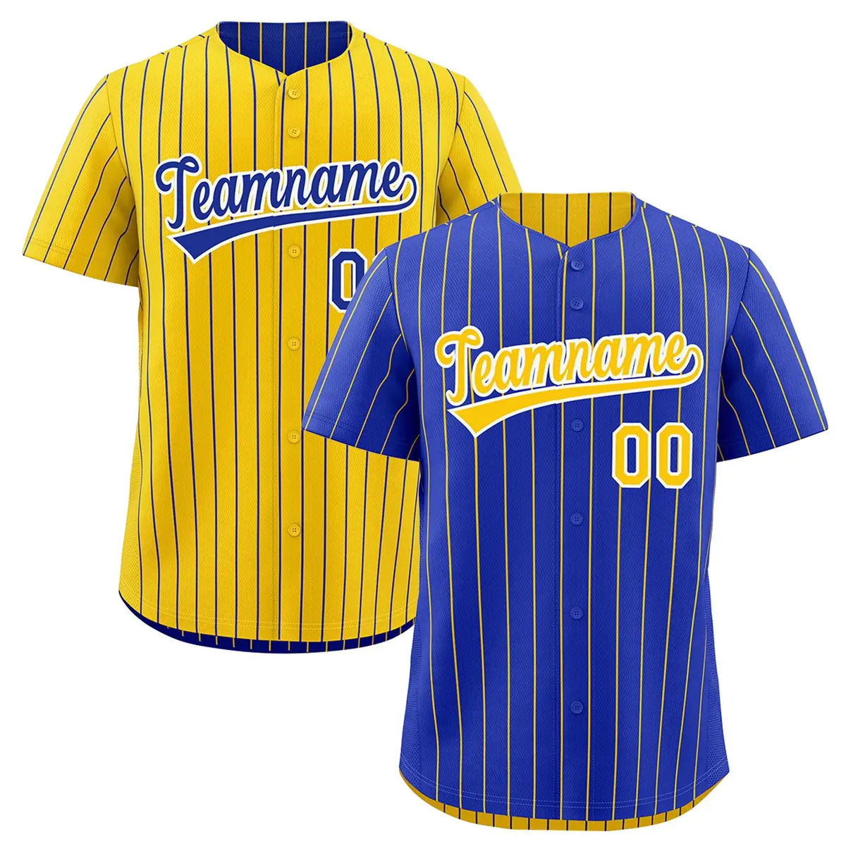 Gold Royal Blue Reversible Stripe Baseball Jersey