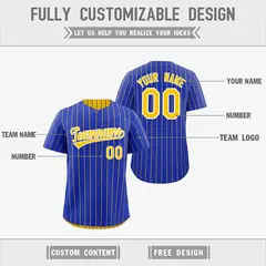 Gold Royal Blue Reversible Stripe Baseball Jersey 3