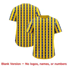 Gold Royal Blue Thick Stripes Star Pattern Baseball Jersey 7