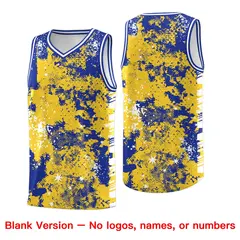Gold Royal Blue Vice Burst Graffiti Basketball Jersey 6