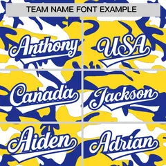 Gold Royal Blue White Camo Gradient Fashion Baseball Jersey 3
